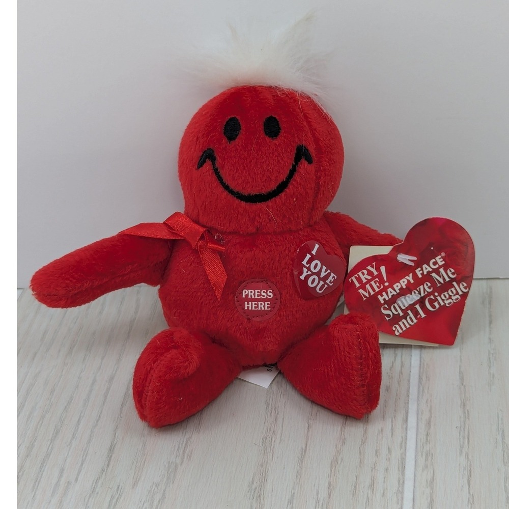 Dan Dee Smiley Face Plush 6in Red Giggles I Love You Heart w/tag